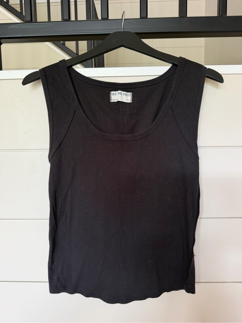 We The Free Black Ribbed Scoop Tank